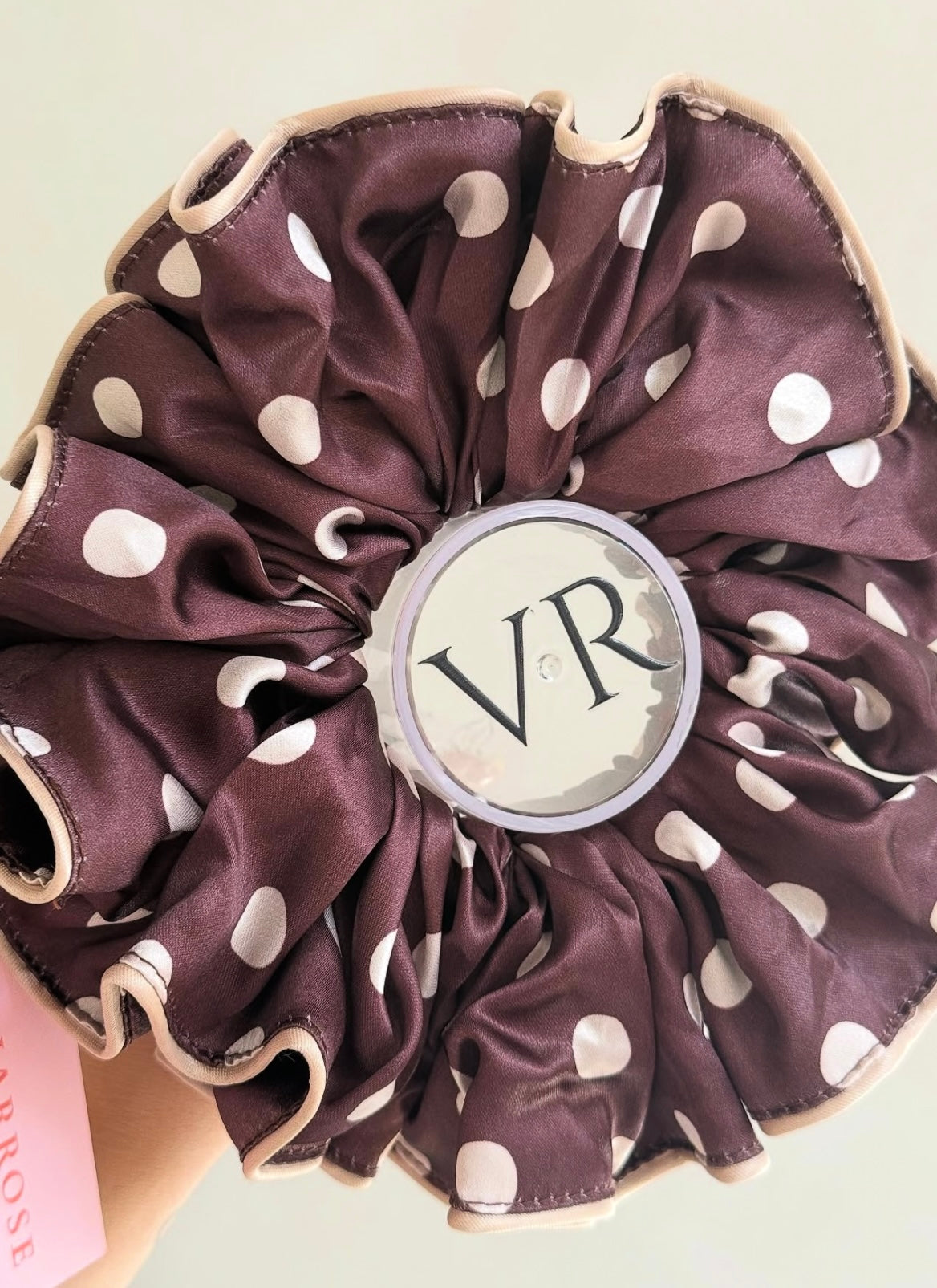 Brown/ beige polkadot XXL VR SCRUNCHIE