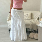 “Valentina”  The Vacation Vibes Skirt - Vibrant Eyelet Tiered Design in Multiple Colors for Summer Style Womenswear