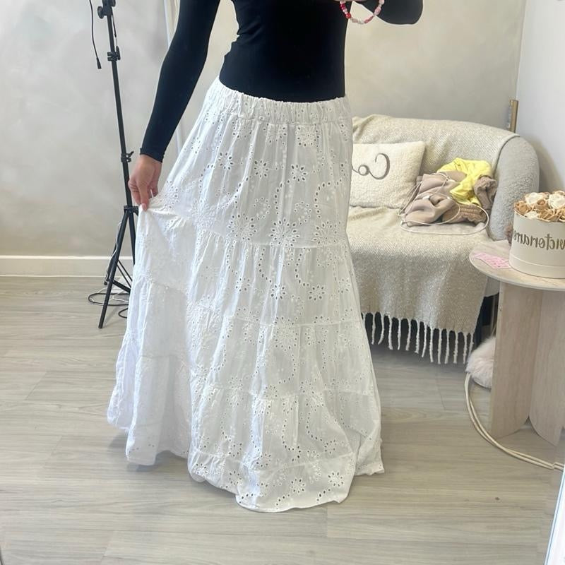 “Valentina”  The Vacation Vibes Skirt - Vibrant Eyelet Tiered Design in Multiple Colors for Summer Style Womenswear
