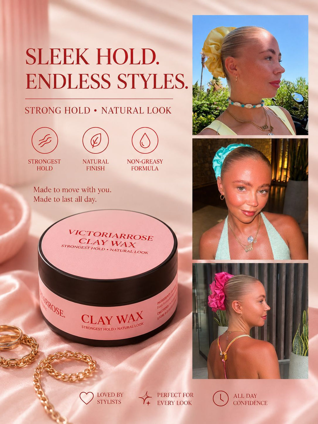 Victoriarose Clay Wax - Strong Hold Natural Look Hair Styling Product for a Sleek Finish Haircare