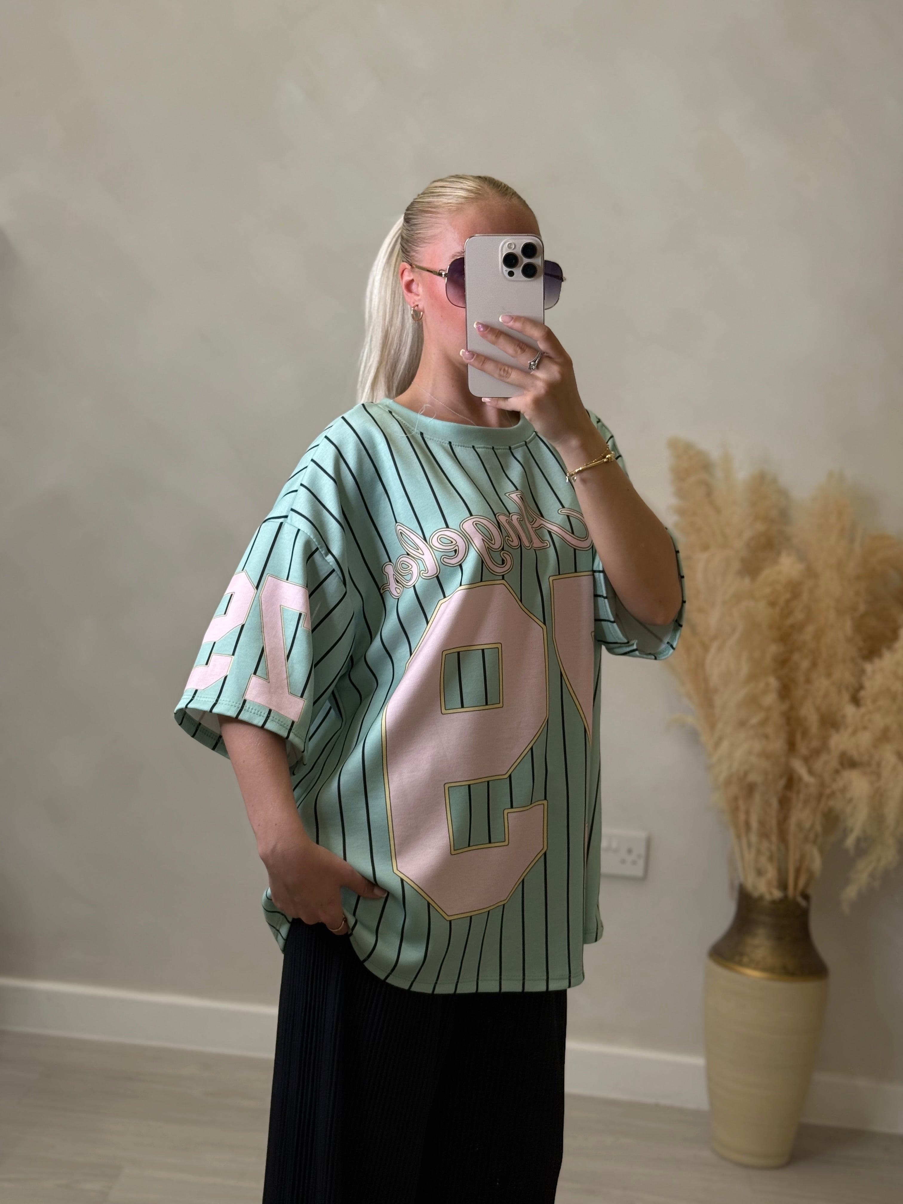Julia Jersey - Striped Baseball Tee with Number size 6-16
