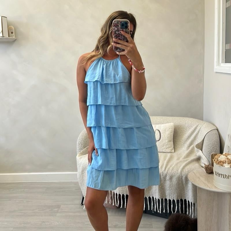 ‘Flora’ Elegant Ruffled Dress in Multiple Colors for Women's Fashion