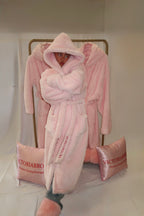VICTORIARROSE Limited Edition Luxurious Pink Hooded Dressing Gown - Perfect for Cozy Nights and Special Occasions PRE ORDER