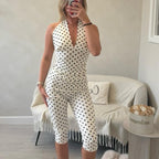 ‘Ava’ Polkadot Capri Pant Set - Stylish Halter Neck Top & Capri Bottoms