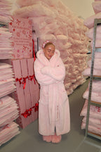 VICTORIARROSE Limited Edition Luxurious Pink Hooded Dressing Gown - Perfect for Cozy Nights and Special Occasions PRE ORDER