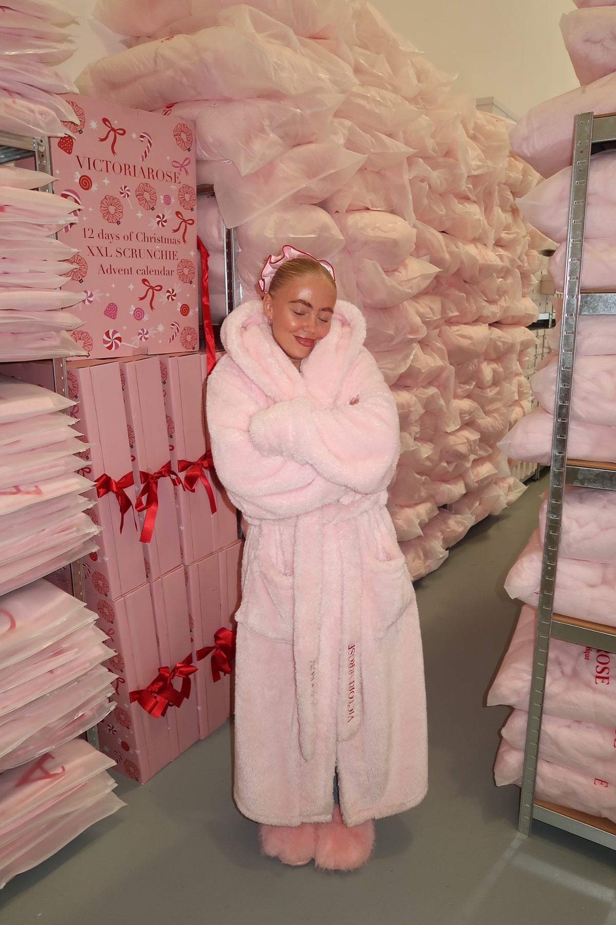 VICTORIARROSE Limited Edition Luxurious Pink Hooded Dressing Gown - Perfect for Cozy Nights and Special Occasions PRE ORDER