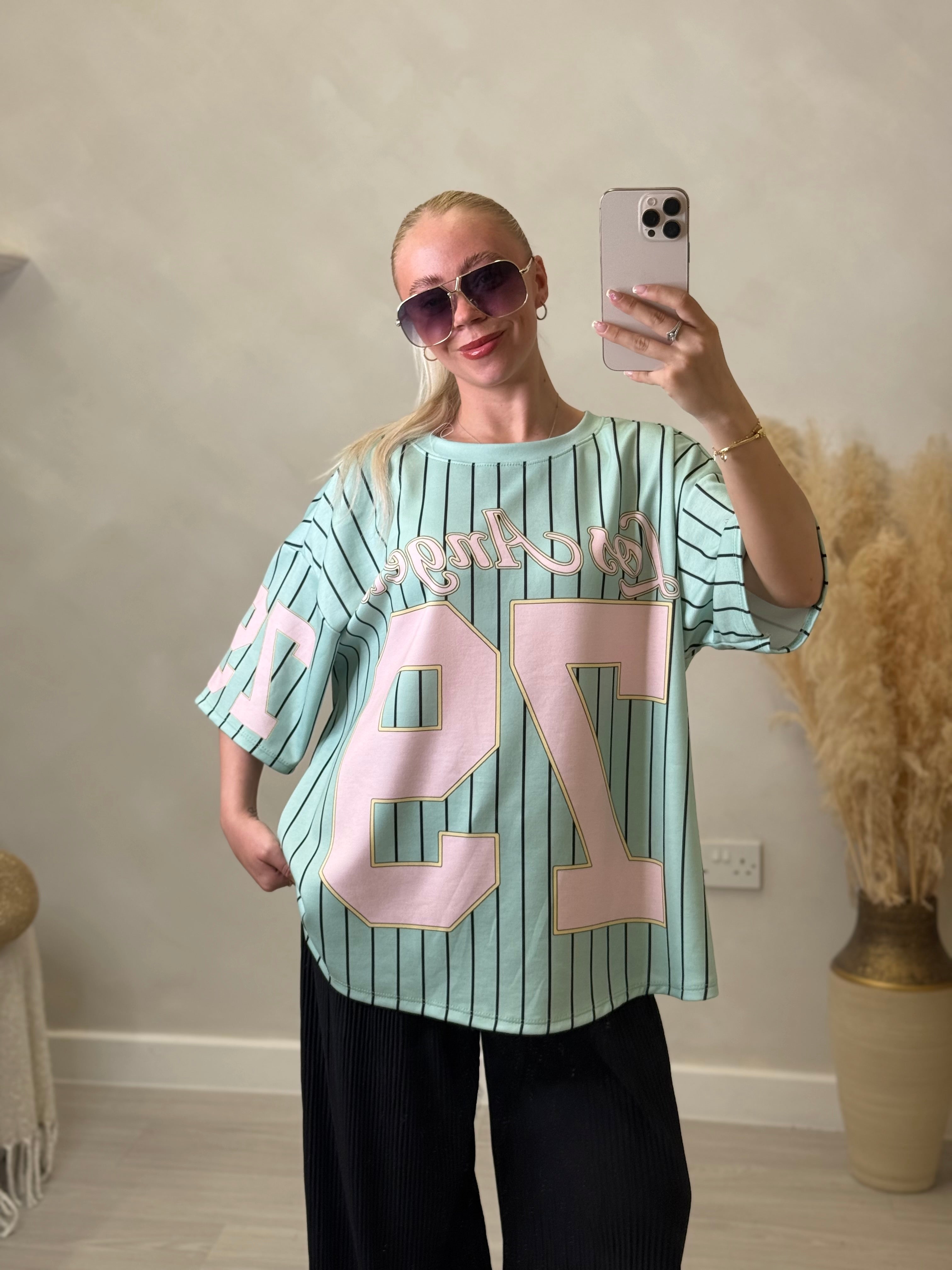 Julia Jersey - Striped Baseball Tee with Number size 6-16
