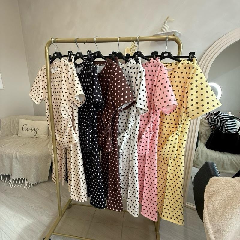 ‘Gemma’ Polkadot Sinch Waist Trouser Set in Multiple Colors for Stylish Comfort