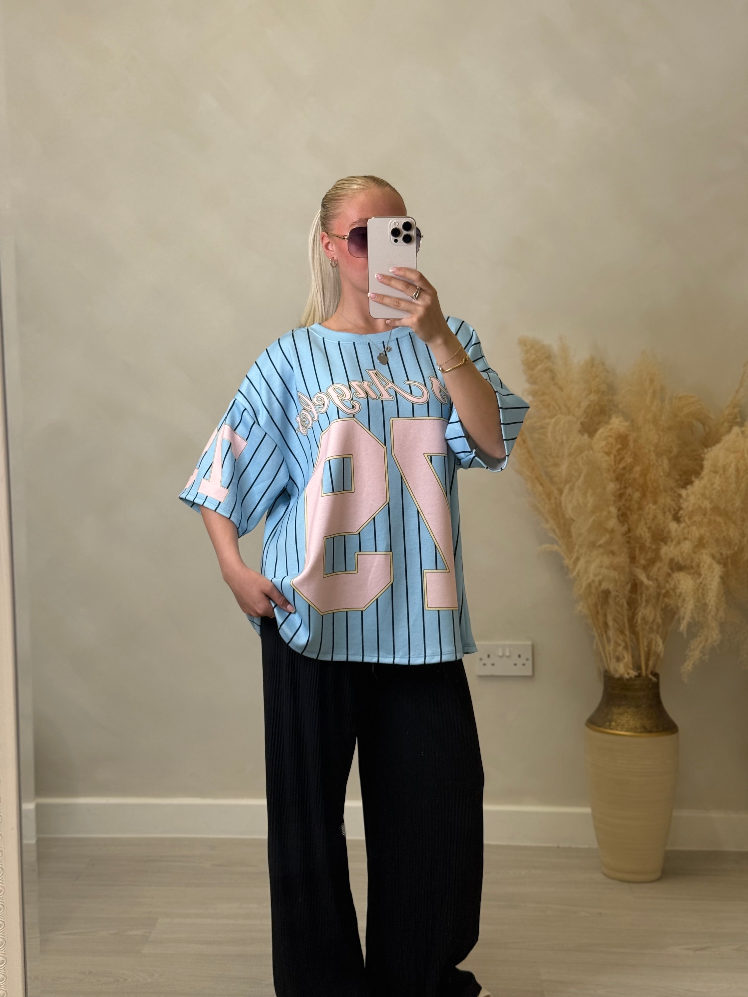 Julia Jersey - Striped Baseball Tee with Number size 6-16