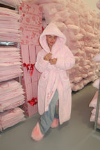VICTORIARROSE Limited Edition Luxurious Pink Hooded Dressing Gown - Perfect for Cozy Nights and Special Occasions PRE ORDER