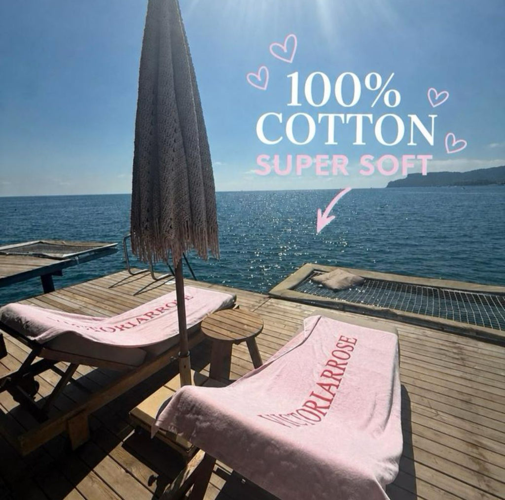 Victoriarose XL Pink Beach Towel Perfect for Poolside Relaxation and Sunbathing 100% cotton super soft