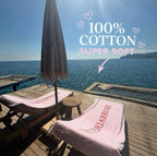 Victoriarose XL Pink Beach Towel Perfect for Poolside Relaxation and Sunbathing 100% cotton super soft