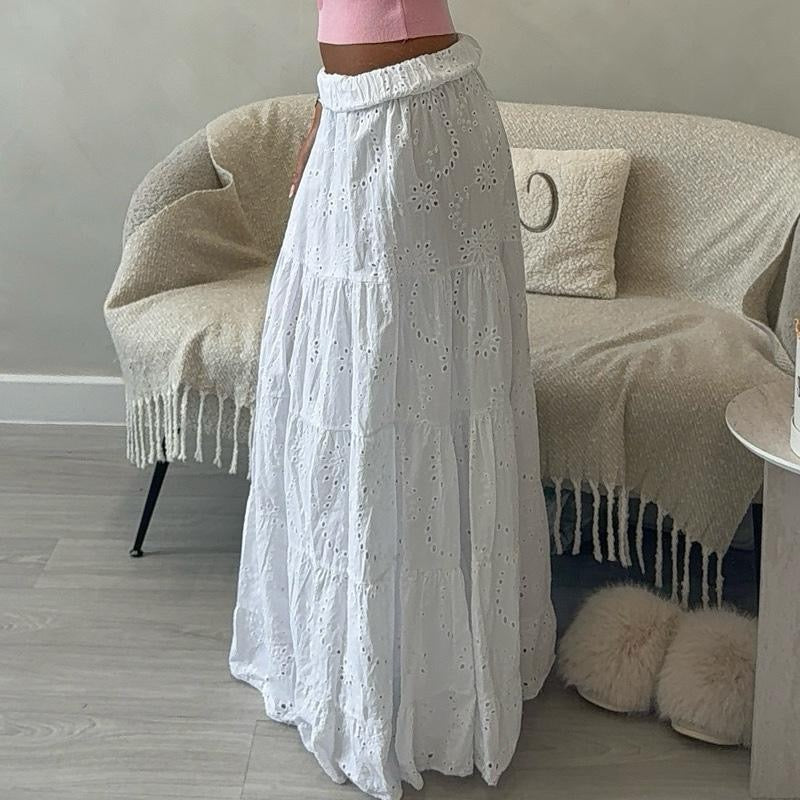 “Valentina”  The Vacation Vibes Skirt - Vibrant Eyelet Tiered Design in Multiple Colors for Summer Style Womenswear