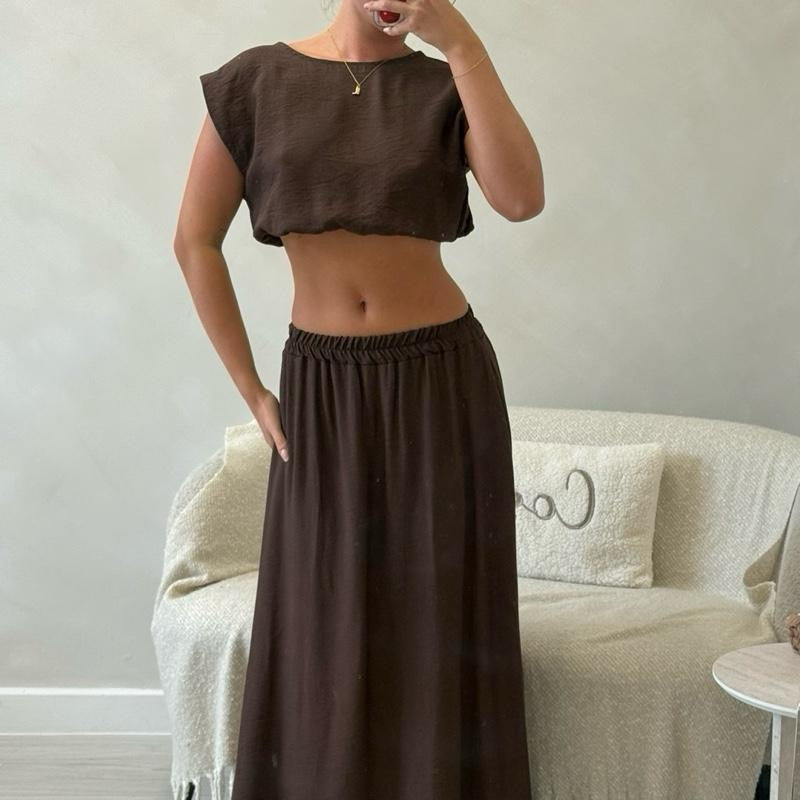 “ Marnie” Elegant Midi skirt set in Multiple Colors - Perfect for Any Occasion