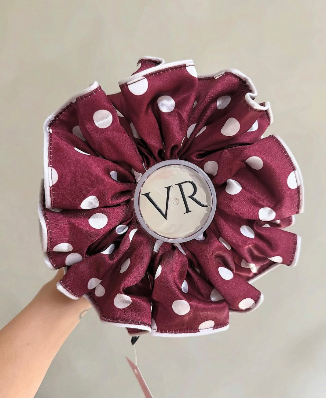 Burgandy polkadot XXL VR SCRUNCHIE
