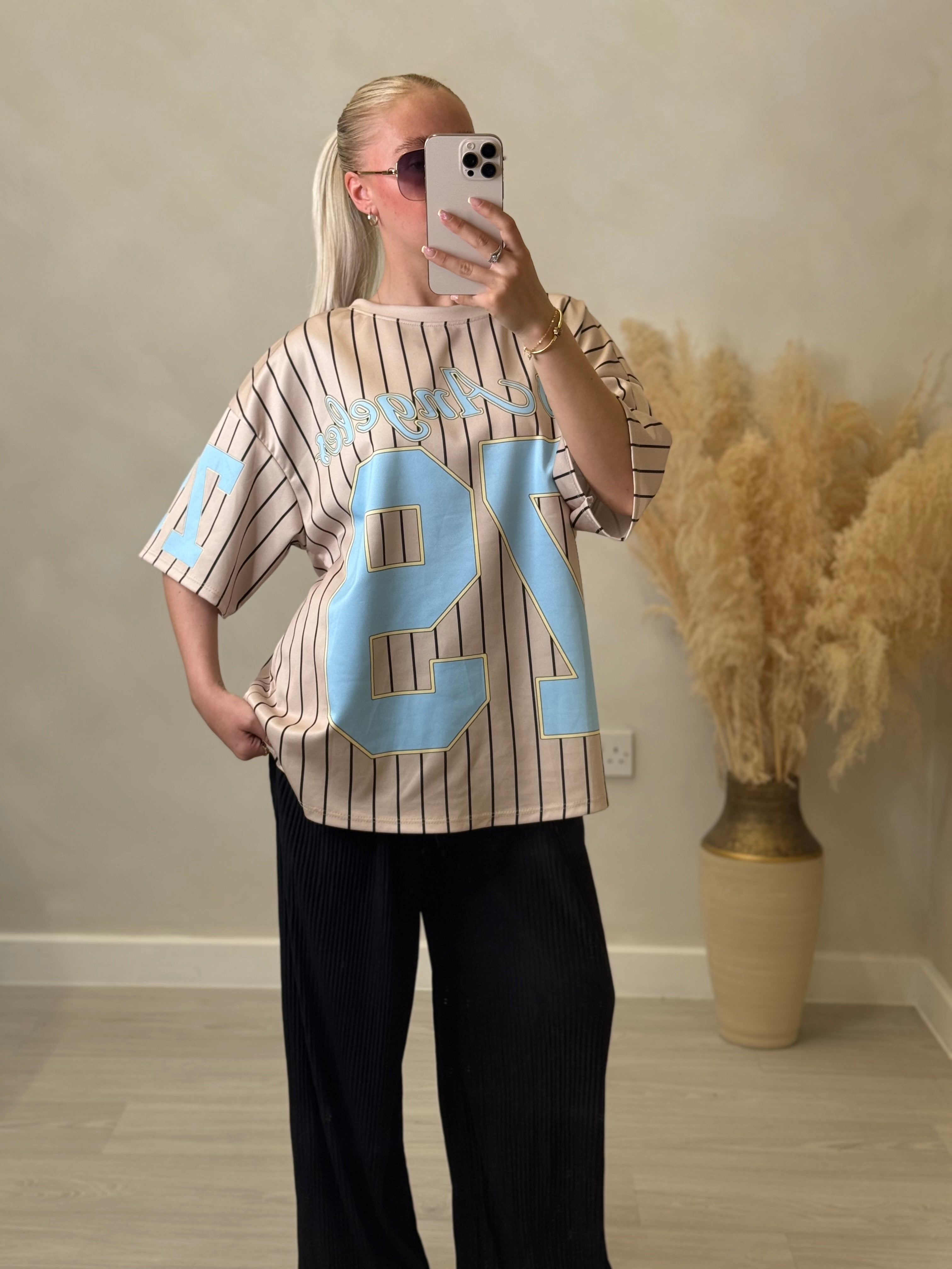 Julia Jersey - Striped Baseball Tee with Number size 6-16