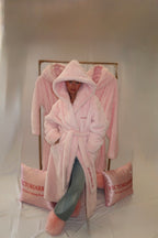VICTORIARROSE Limited Edition Luxurious Pink Hooded Dressing Gown - Perfect for Cozy Nights and Special Occasions PRE ORDER