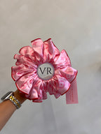 Limited addition Red Piping pink print VR XXL satin scrunchie