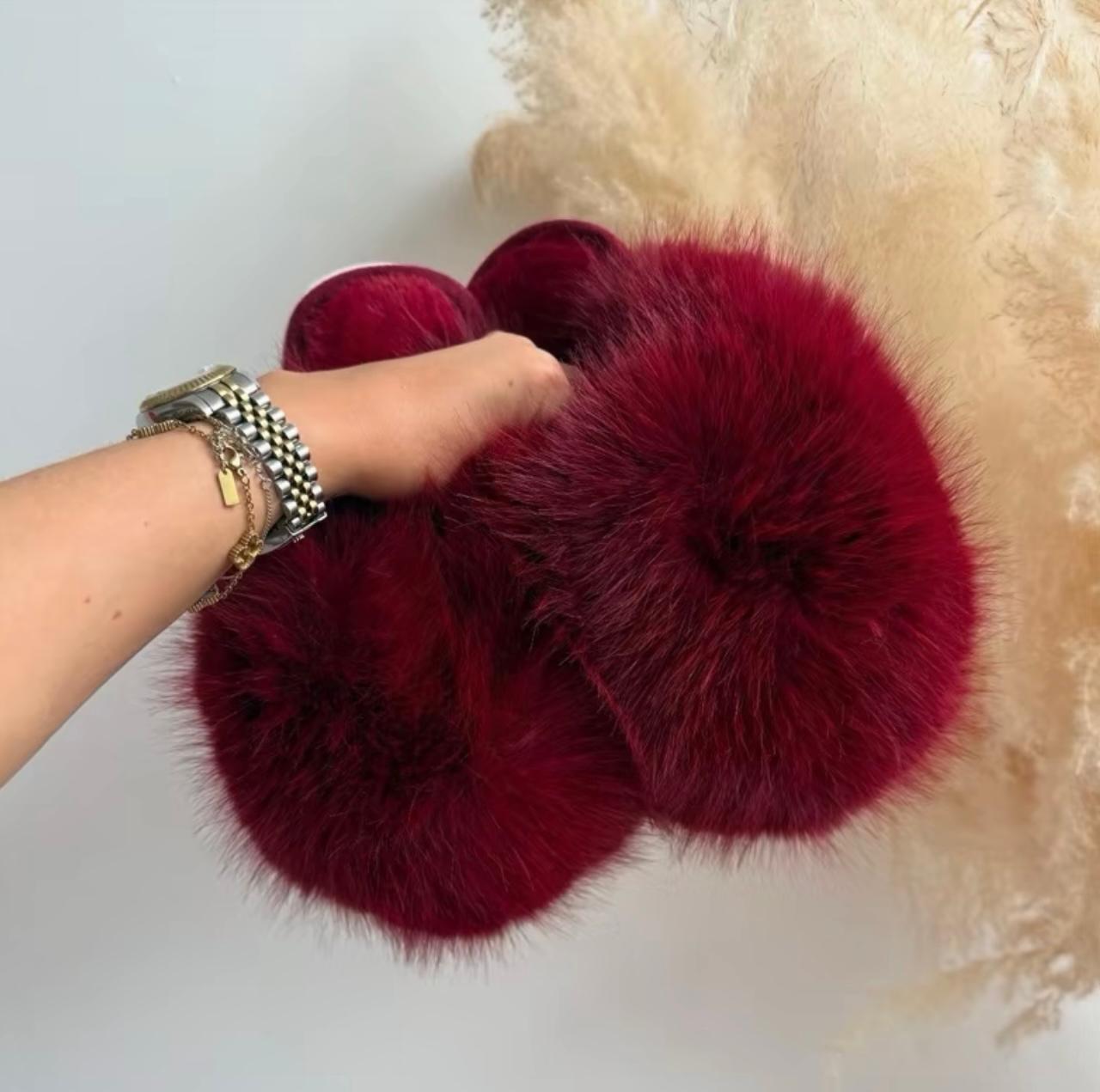 Queenie Extreme Faux Fur Slippers - Limited Edition Burgundy