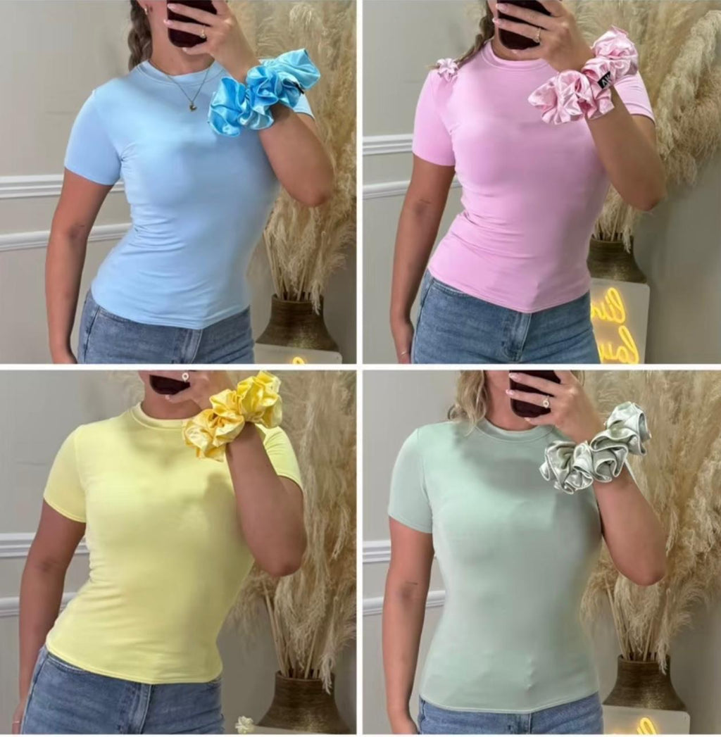 VICTORIA ROSE DOUBLE LINED (SHORT SLEEVE) BASIC T-SHIRT