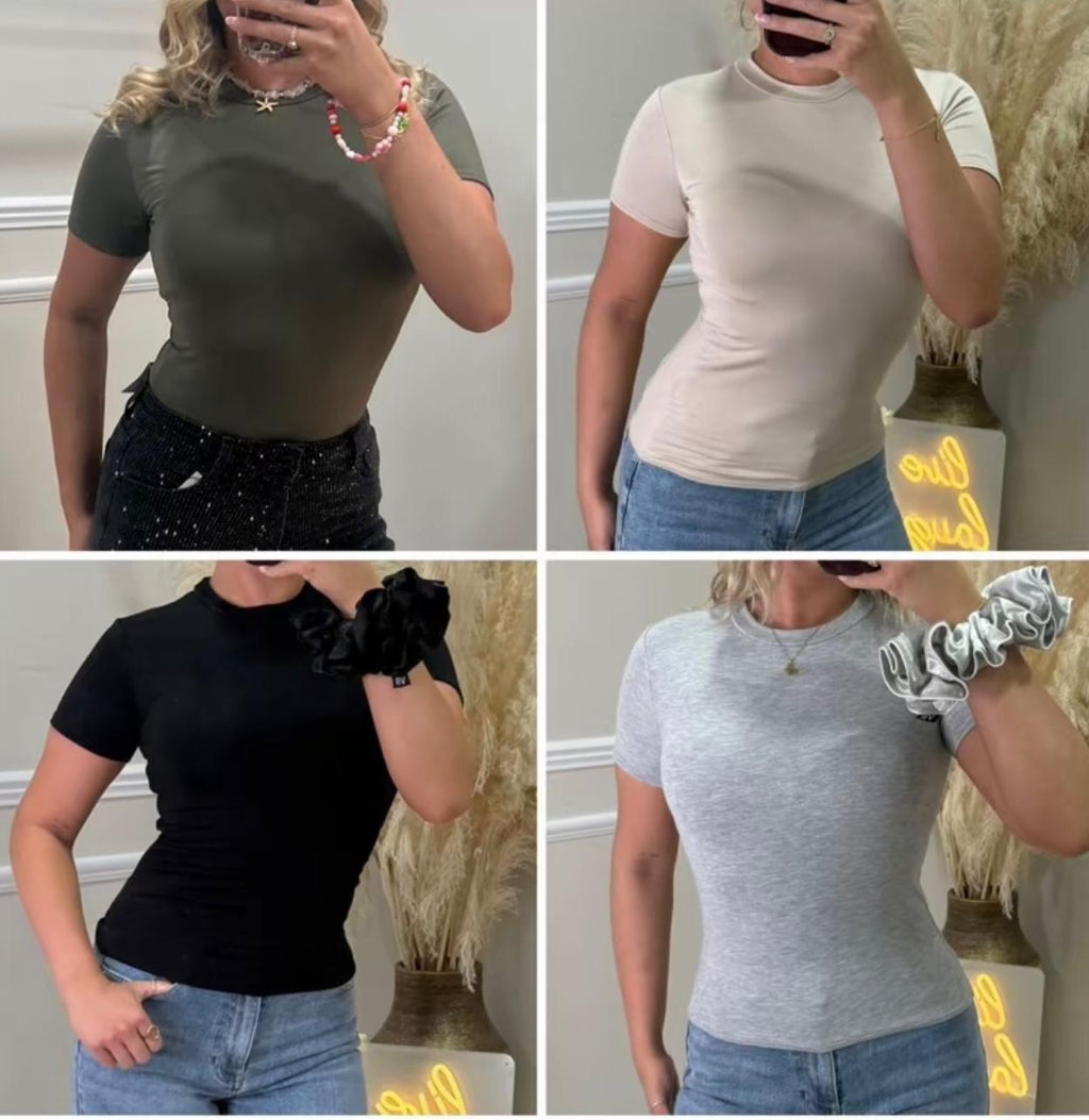 VICTORIA ROSE DOUBLE LINED (SHORT SLEEVE) BASIC T-SHIRT