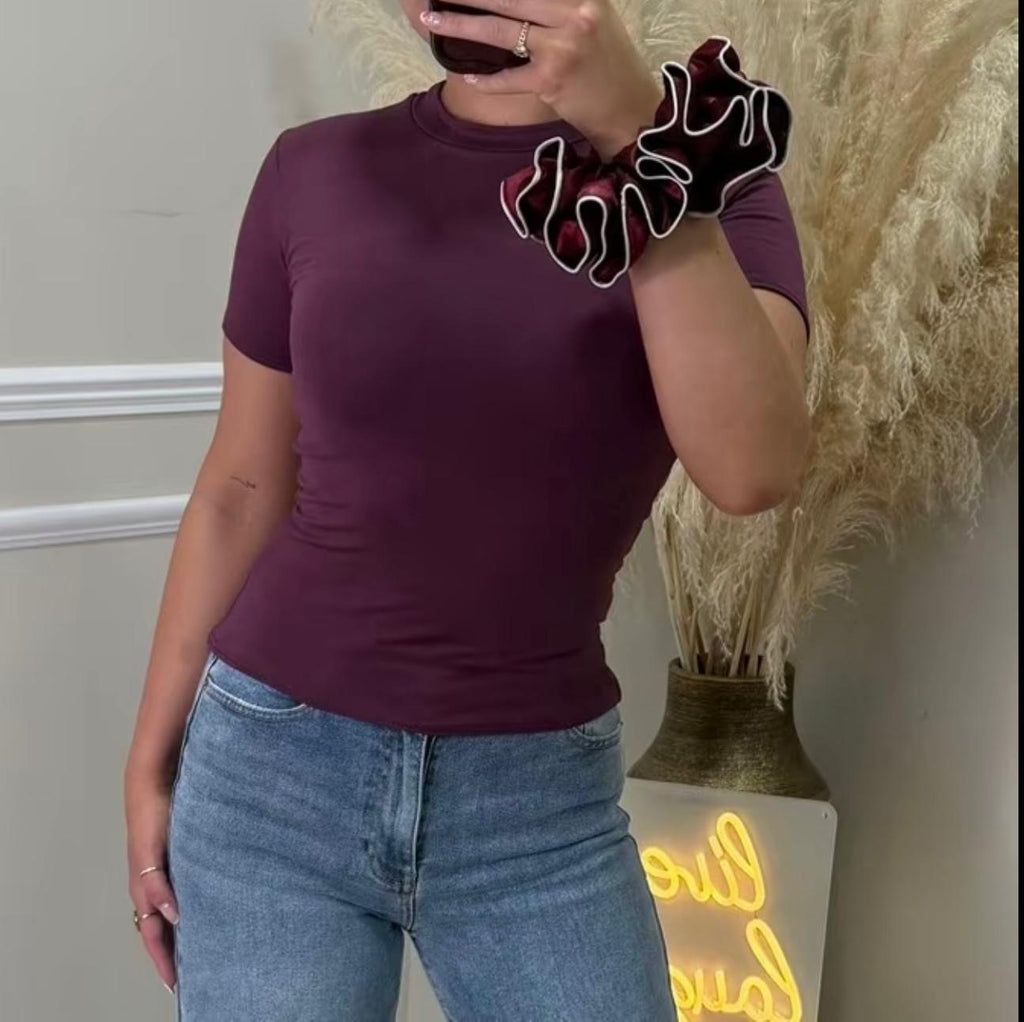 VICTORIA ROSE DOUBLE LINED (SHORT SLEEVE) BASIC T-SHIRT