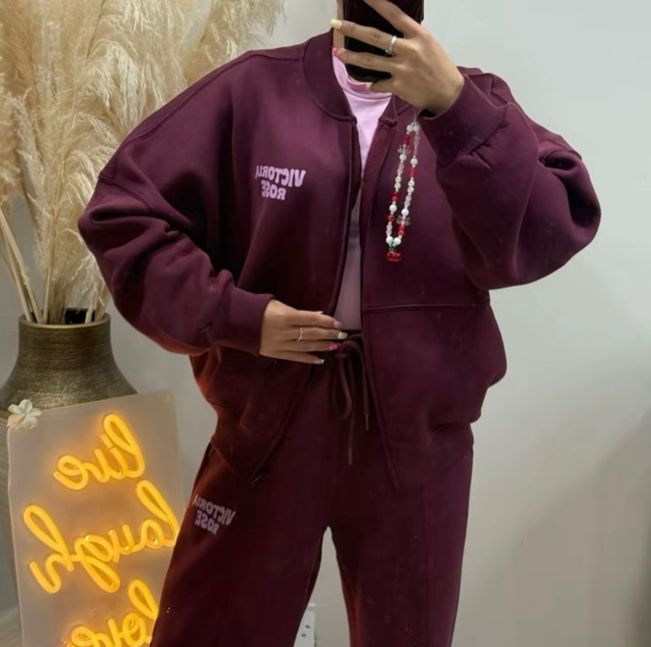 BURGUNDY/PINK VICTORIA ROSE TRACKSUIT LIMITED EDITION SIZES 4-24